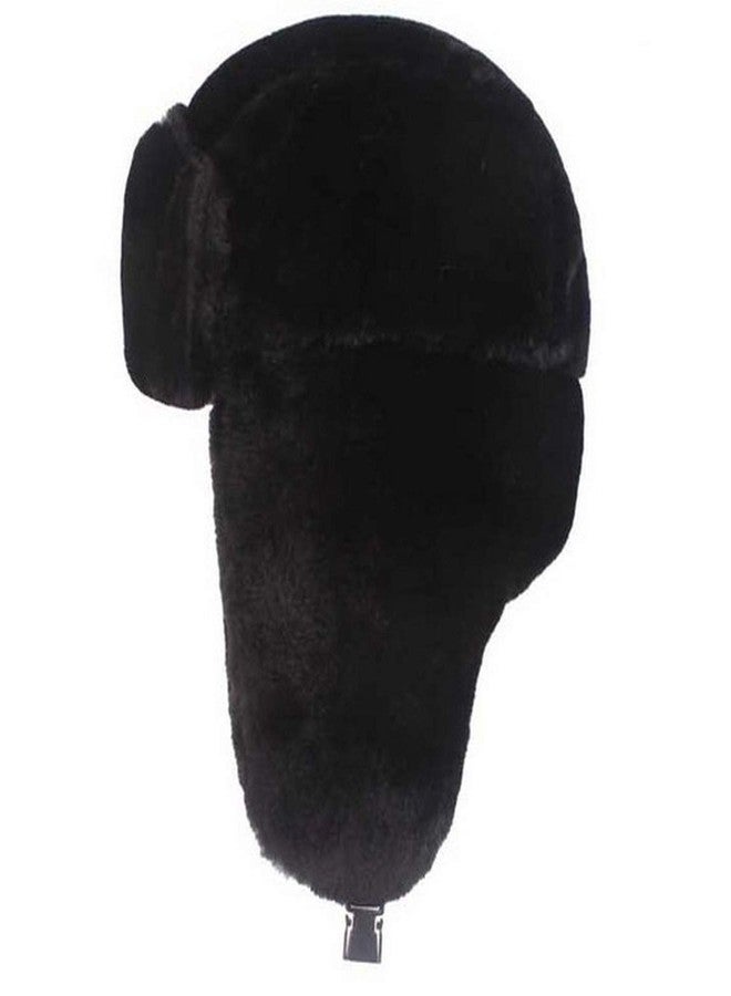 Brcus Women Russian Ushanka Trapper Pilot Aviator Cap Winter Windproof Ski Hat Black - Image 2